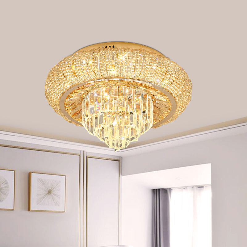 Gold LED Flush Mount Fixture Modern Style Crystal Prism Tiered Ceiling Mounted Light Clearhalo 'Ceiling Lights' 'Close To Ceiling Lights' 'Close to ceiling' 'Flush mount' Lighting' 787039