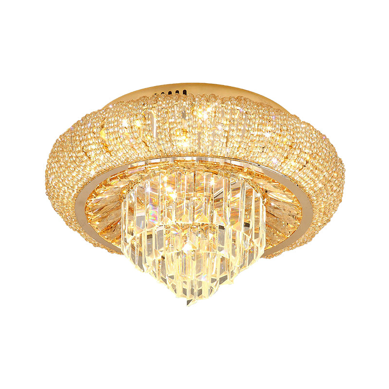 Gold LED Flush Mount Fixture Modern Style Crystal Prism Tiered Ceiling Mounted Light Clearhalo 'Ceiling Lights' 'Close To Ceiling Lights' 'Close to ceiling' 'Flush mount' Lighting' 787040