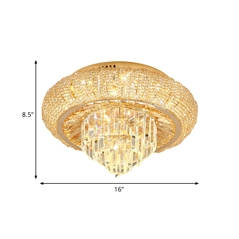 Gold LED Flush Mount Fixture Modern Style Crystal Prism Tiered Ceiling Mounted Light Clearhalo 'Ceiling Lights' 'Close To Ceiling Lights' 'Close to ceiling' 'Flush mount' Lighting' 787041