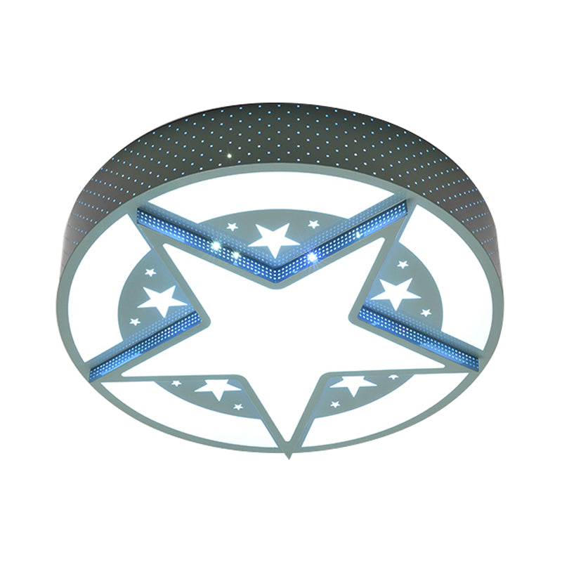 Star Badge Hollowed Out Ceiling Flush Cartoon Acrylic Kids Bedroom LED Flushmount Lighting in Blue Clearhalo 'Ceiling Lights' 'Close To Ceiling Lights' 'Close to ceiling' 'Flush mount' Lighting' 787048