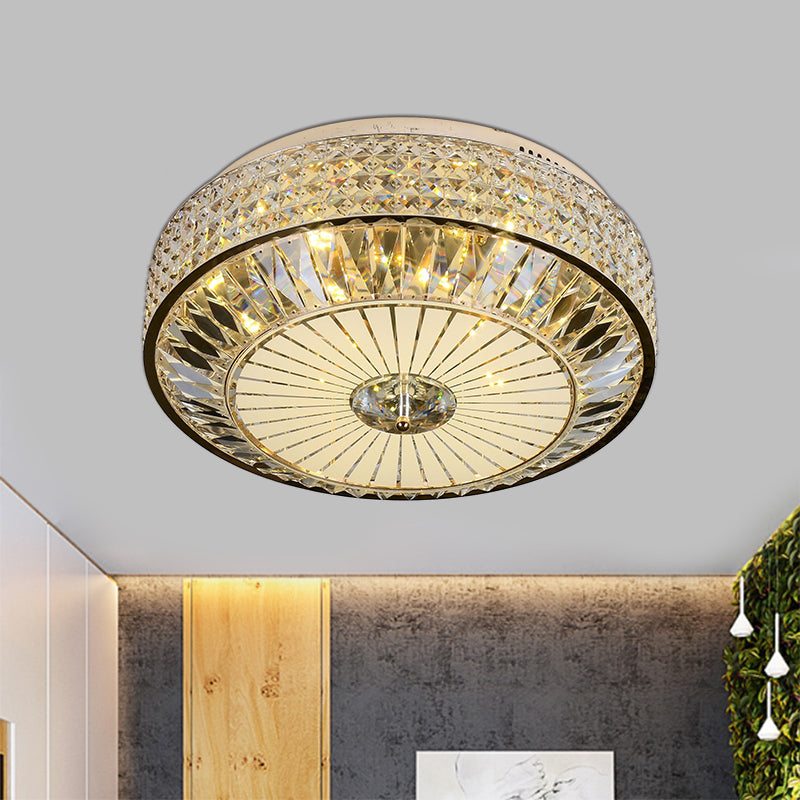 Modern Round Ceiling Mount 12"/16" Wide LED Faceted Crystal Flush Light Fixture in Gold for Bedroom Gold 16" Clearhalo 'Ceiling Lights' 'Close To Ceiling Lights' 'Close to ceiling' 'Flush mount' Lighting' 787054