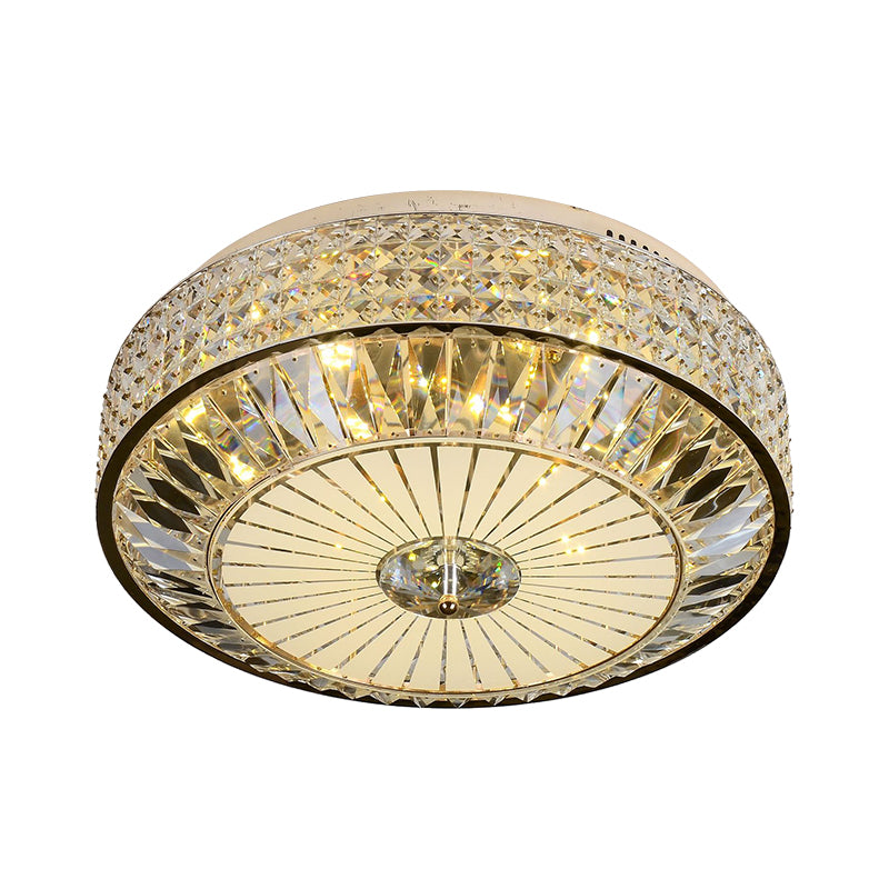 Modern Round Ceiling Mount 12"/16" Wide LED Faceted Crystal Flush Light Fixture in Gold for Bedroom Clearhalo 'Ceiling Lights' 'Close To Ceiling Lights' 'Close to ceiling' 'Flush mount' Lighting' 787057