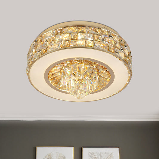 Crystal Round Flushmount Light Contemporary LED Dining Room Ceiling Mounted in Gold Gold Clearhalo 'Ceiling Lights' 'Close To Ceiling Lights' 'Close to ceiling' 'Flush mount' Lighting' 787063