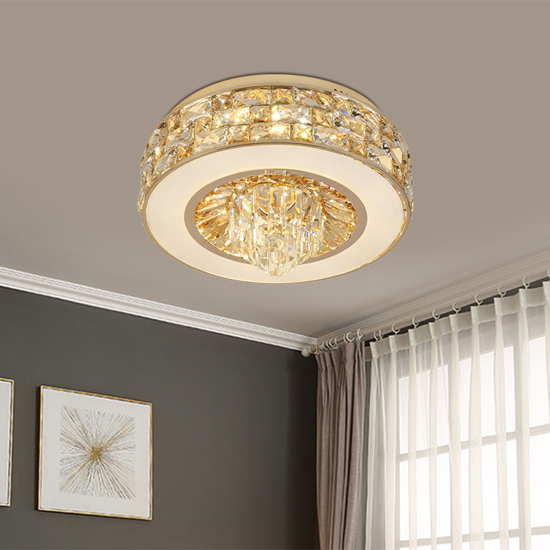 Crystal Round Flushmount Light Contemporary LED Dining Room Ceiling Mounted in Gold Clearhalo 'Ceiling Lights' 'Close To Ceiling Lights' 'Close to ceiling' 'Flush mount' Lighting' 787064