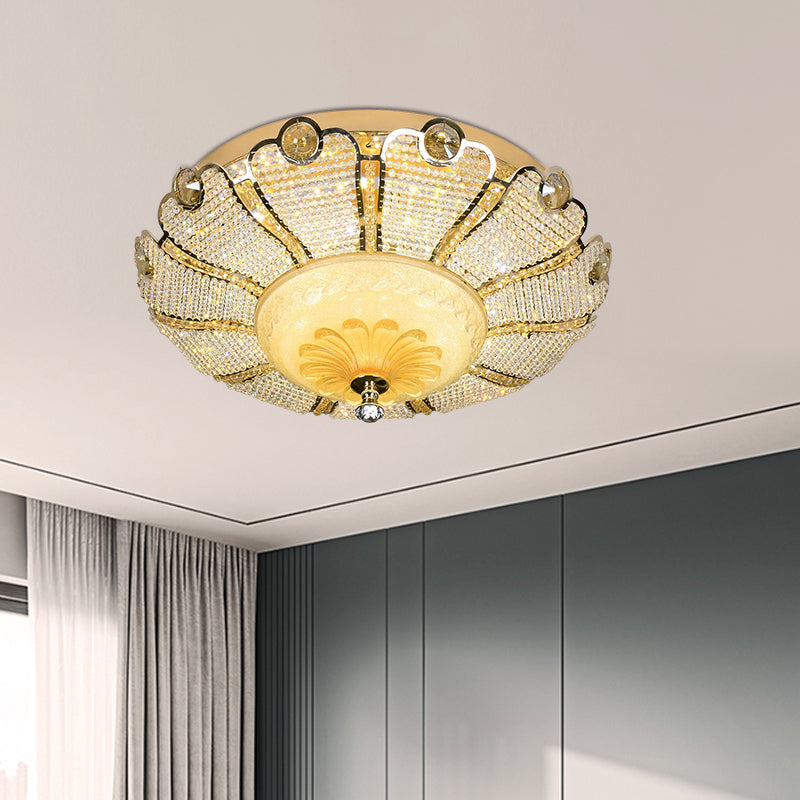 16"/19.5" W LED Flush Mount Spotlight Modernism Scalloped Crystal Close to Ceiling Light in Gold Clearhalo 'Ceiling Lights' 'Close To Ceiling Lights' 'Close to ceiling' 'Flush mount' Lighting' 787076