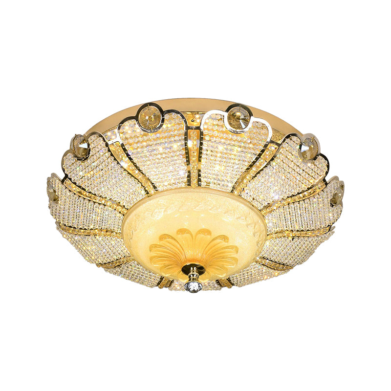 16"/19.5" W LED Flush Mount Spotlight Modernism Scalloped Crystal Close to Ceiling Light in Gold Clearhalo 'Ceiling Lights' 'Close To Ceiling Lights' 'Close to ceiling' 'Flush mount' Lighting' 787077