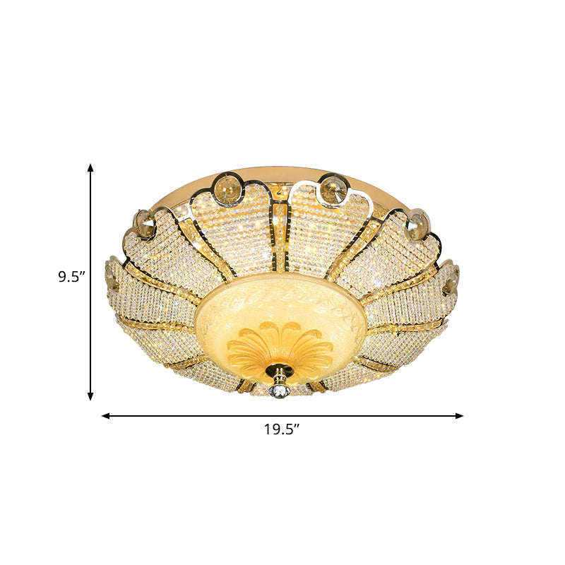 16"/19.5" W LED Flush Mount Spotlight Modernism Scalloped Crystal Close to Ceiling Light in Gold Clearhalo 'Ceiling Lights' 'Close To Ceiling Lights' 'Close to ceiling' 'Flush mount' Lighting' 787079