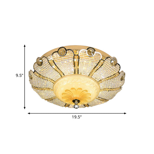 16"/19.5" W LED Flush Mount Spotlight Modernism Scalloped Crystal Close to Ceiling Light in Gold Clearhalo 'Ceiling Lights' 'Close To Ceiling Lights' 'Close to ceiling' 'Flush mount' Lighting' 787079