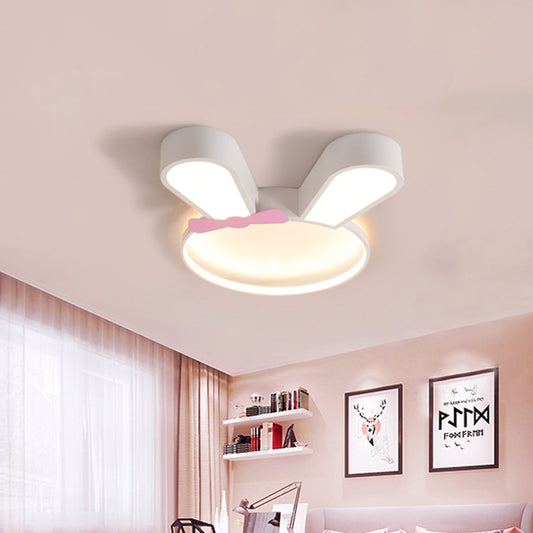 Cartoon Integrated LED Ceiling Flush White Bunny Outline Flush Mount Recessed Lighting with Acrylic Shade, Warm/White Light Clearhalo 'Ceiling Lights' 'Close To Ceiling Lights' 'Close to ceiling' 'Flush mount' Lighting' 787089
