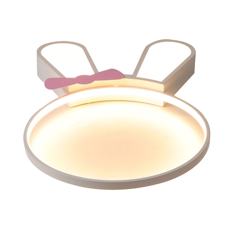 Cartoon Integrated LED Ceiling Flush White Bunny Outline Flush Mount Recessed Lighting with Acrylic Shade, Warm/White Light Clearhalo 'Ceiling Lights' 'Close To Ceiling Lights' 'Close to ceiling' 'Flush mount' Lighting' 787090