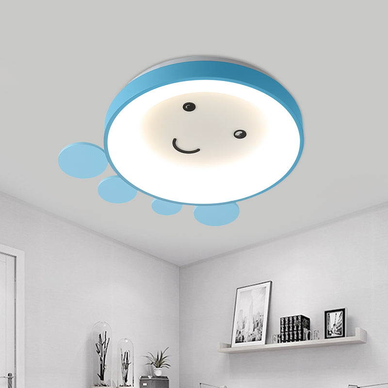 Nursery School LED Ceiling Lamp Kids Pink/Blue Flush Mount Light with Octopus Acrylic Shade Clearhalo 'Ceiling Lights' 'Close To Ceiling Lights' 'Close to ceiling' 'Flush mount' Lighting' 787106