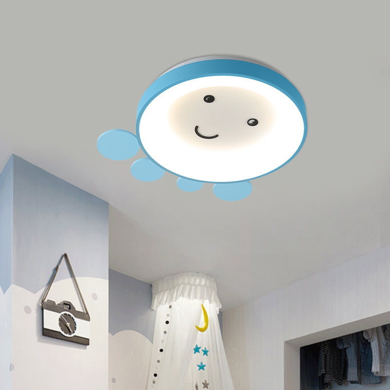 Nursery School LED Ceiling Lamp Kids Pink/Blue Flush Mount Light with Octopus Acrylic Shade Clearhalo 'Ceiling Lights' 'Close To Ceiling Lights' 'Close to ceiling' 'Flush mount' Lighting' 787107