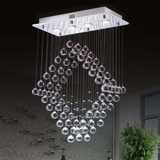 Chrome Diamond Flush Ceiling Light Modernism Crystal Orb LED Dining Room Flush Mount Lamp Chrome Clearhalo 'Ceiling Lights' 'Close To Ceiling Lights' 'Close to ceiling' 'Flush mount' Lighting' 787109