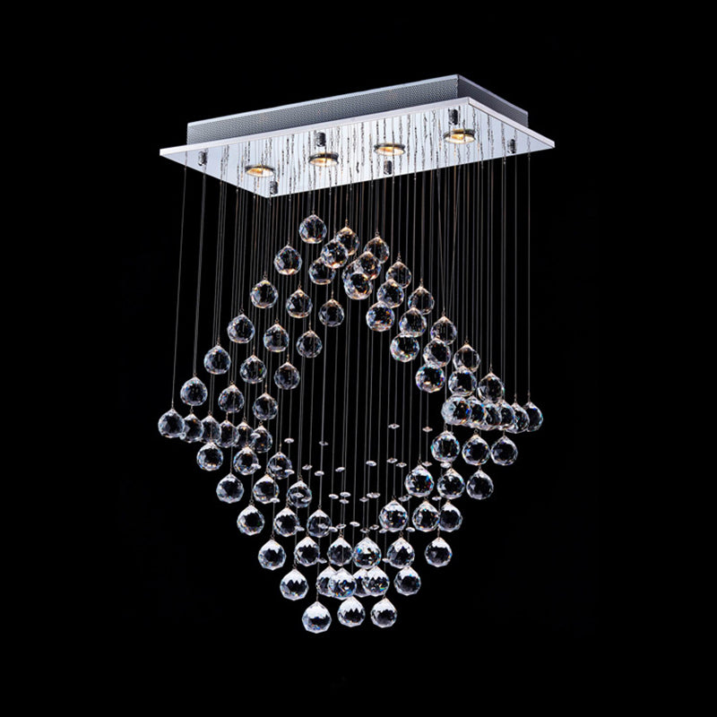 Chrome Diamond Flush Ceiling Light Modernism Crystal Orb LED Dining Room Flush Mount Lamp Clearhalo 'Ceiling Lights' 'Close To Ceiling Lights' 'Close to ceiling' 'Flush mount' Lighting' 787111