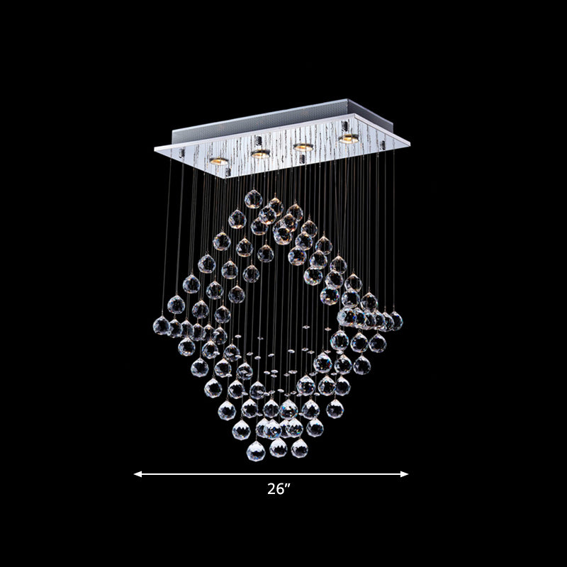 Chrome Diamond Flush Ceiling Light Modernism Crystal Orb LED Dining Room Flush Mount Lamp Clearhalo 'Ceiling Lights' 'Close To Ceiling Lights' 'Close to ceiling' 'Flush mount' Lighting' 787112