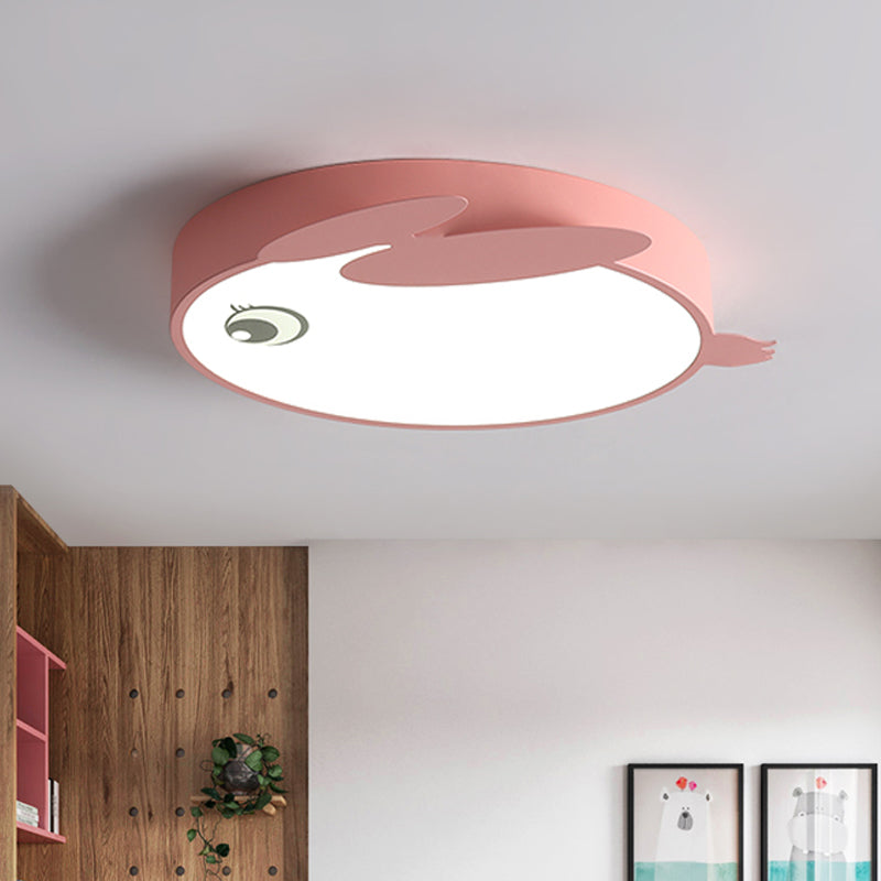 Cartoon Rabbit Acrylic Flush Light LED Close to Ceiling Lighting Fixture in Blue/Pink for Child Room Pink Clearhalo 'Ceiling Lights' 'Close To Ceiling Lights' 'Close to ceiling' 'Flush mount' Lighting' 787113