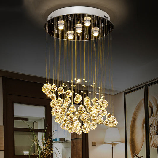 Planet Dining Room Flushmount Lighting Simple Crystal Ball LED Chrome Finish Ceiling Light Fixture Chrome Clearhalo 'Ceiling Lights' 'Close To Ceiling Lights' 'Close to ceiling' 'Flush mount' Lighting' 787121