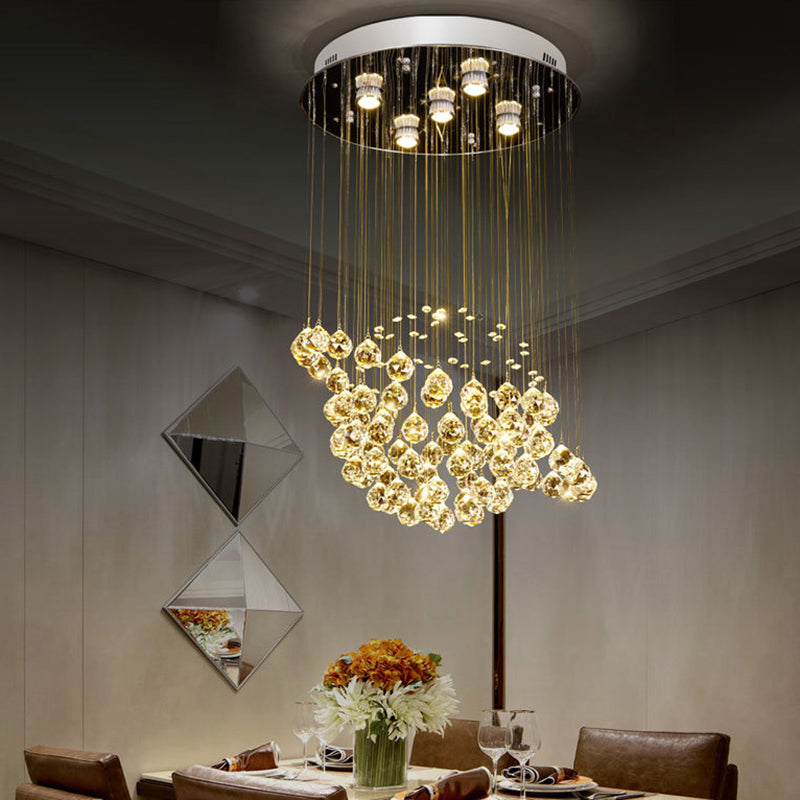 Planet Dining Room Flushmount Lighting Simple Crystal Ball LED Chrome Finish Ceiling Light Fixture Clearhalo 'Ceiling Lights' 'Close To Ceiling Lights' 'Close to ceiling' 'Flush mount' Lighting' 787122