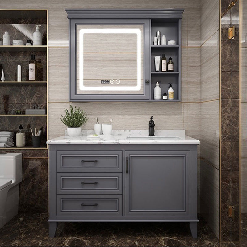 Modern Gray Sink Vanity Freestanding Wooden Bathroom Vanity with Drawers Clearhalo 'Bathroom Remodel & Bathroom Fixtures' 'Bathroom Vanities' 'bathroom_vanities' 'Home Improvement' 'home_improvement' 'home_improvement_bathroom_vanities' 7871970