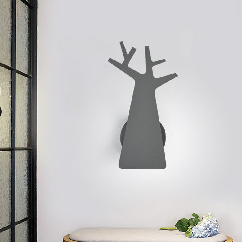 Nordic Tree Silhouette Iron Wall Light 1 Head Sconce Lighting Fixture in Green/White/Grey for Bedroom Clearhalo 'Wall Lamps & Sconces' 'Wall Lights' Lighting' 787199