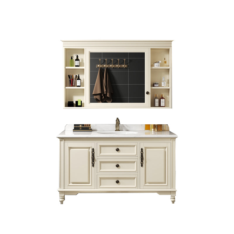 Wood Bathroom Vanity Drawers Mirror Single Sink Freestanding Bath Vanity with 2 Doors Clearhalo 'Bathroom Remodel & Bathroom Fixtures' 'Bathroom Vanities' 'bathroom_vanities' 'Home Improvement' 'home_improvement' 'home_improvement_bathroom_vanities' 7871995