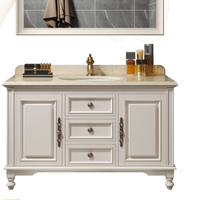 Wood Bathroom Vanity Drawers Mirror Single Sink Freestanding Bath Vanity with 2 Doors Clearhalo 'Bathroom Remodel & Bathroom Fixtures' 'Bathroom Vanities' 'bathroom_vanities' 'Home Improvement' 'home_improvement' 'home_improvement_bathroom_vanities' 7871997