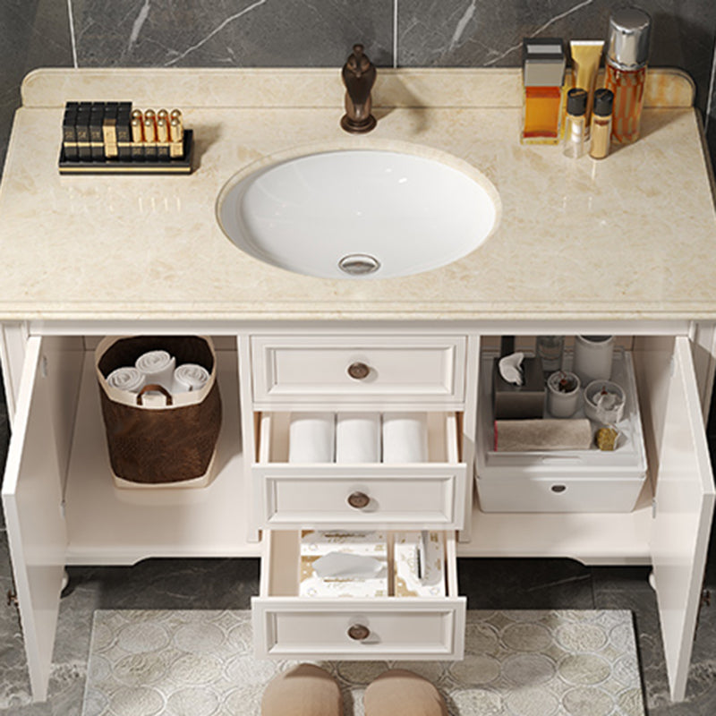 Wood Bathroom Vanity Drawers Mirror Single Sink Freestanding Bath Vanity with 2 Doors Clearhalo 'Bathroom Remodel & Bathroom Fixtures' 'Bathroom Vanities' 'bathroom_vanities' 'Home Improvement' 'home_improvement' 'home_improvement_bathroom_vanities' 7872001