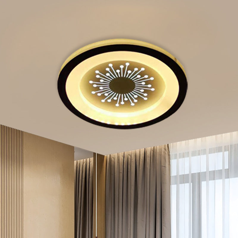 Acrylic Circular Flush Lamp Modernist LED Flush Mount Lighting in Black with Dandelion Pattern Clearhalo 'Ceiling Lights' 'Close To Ceiling Lights' 'Close to ceiling' 'Flush mount' Lighting' 787345