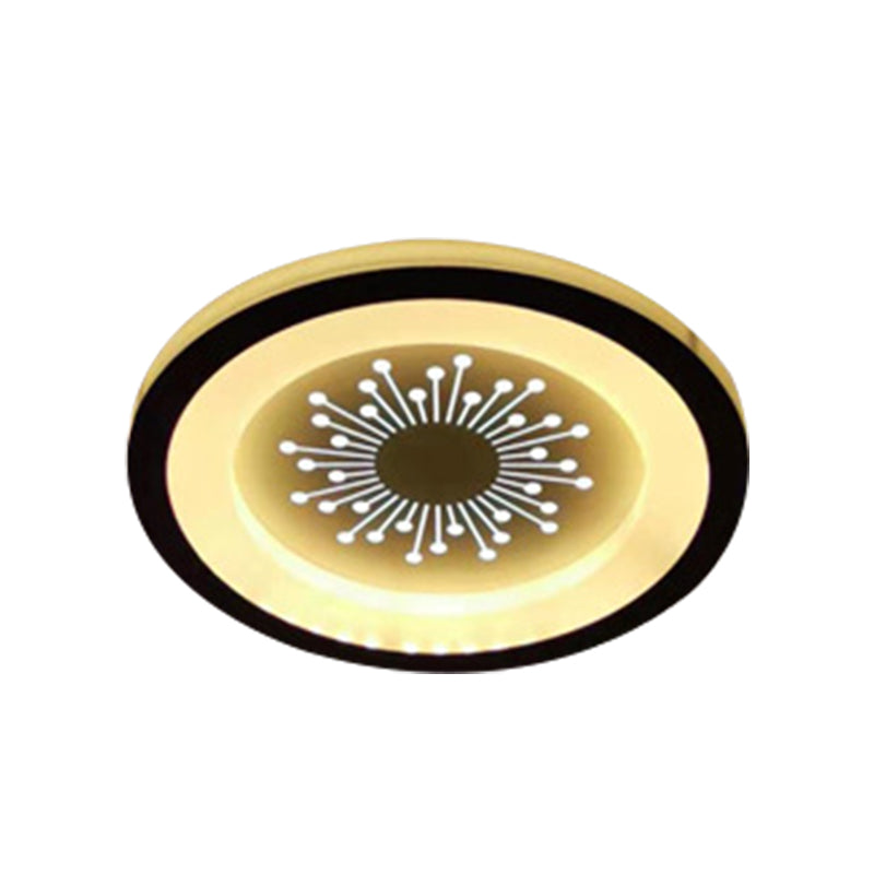 Acrylic Circular Flush Lamp Modernist LED Flush Mount Lighting in Black with Dandelion Pattern Clearhalo 'Ceiling Lights' 'Close To Ceiling Lights' 'Close to ceiling' 'Flush mount' Lighting' 787346