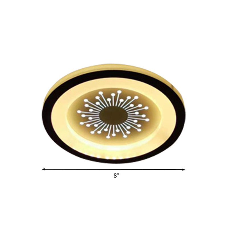 Acrylic Circular Flush Lamp Modernist LED Flush Mount Lighting in Black with Dandelion Pattern Clearhalo 'Ceiling Lights' 'Close To Ceiling Lights' 'Close to ceiling' 'Flush mount' Lighting' 787347