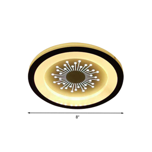 Acrylic Circular Flush Lamp Modernist LED Flush Mount Lighting in Black with Dandelion Pattern Clearhalo 'Ceiling Lights' 'Close To Ceiling Lights' 'Close to ceiling' 'Flush mount' Lighting' 787347