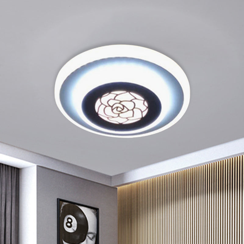 Circle Flushmount Lighting Contemporary Acrylic LED White Flush Mounted Lamp with Rose Pattern White Clearhalo 'Ceiling Lights' 'Close To Ceiling Lights' 'Close to ceiling' 'Flush mount' Lighting' 787352