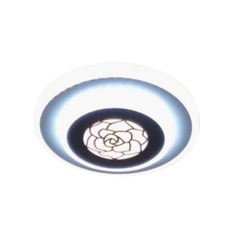 Circle Flushmount Lighting Contemporary Acrylic LED White Flush Mounted Lamp with Rose Pattern Clearhalo 'Ceiling Lights' 'Close To Ceiling Lights' 'Close to ceiling' 'Flush mount' Lighting' 787354