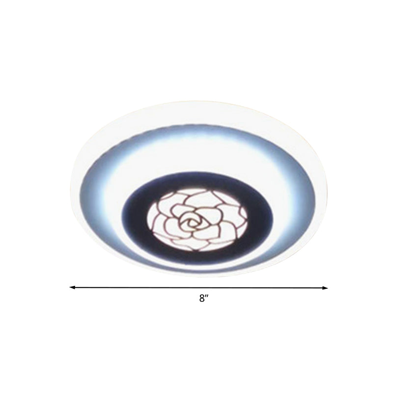 Circle Flushmount Lighting Contemporary Acrylic LED White Flush Mounted Lamp with Rose Pattern Clearhalo 'Ceiling Lights' 'Close To Ceiling Lights' 'Close to ceiling' 'Flush mount' Lighting' 787355