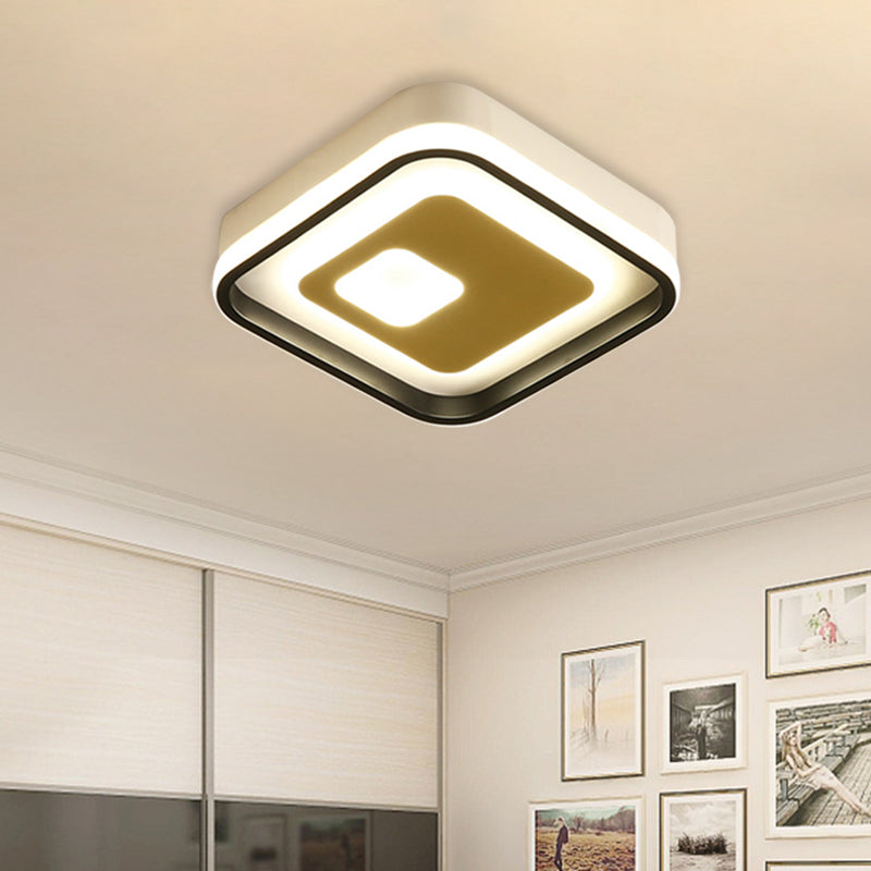 LED Hallway Flush Lighting Modernist Black and White Flush Ceiling Lamp with Round/Square Acrylic Shade Clearhalo 'Ceiling Lights' 'Close To Ceiling Lights' 'Close to ceiling' 'Flush mount' Lighting' 787383