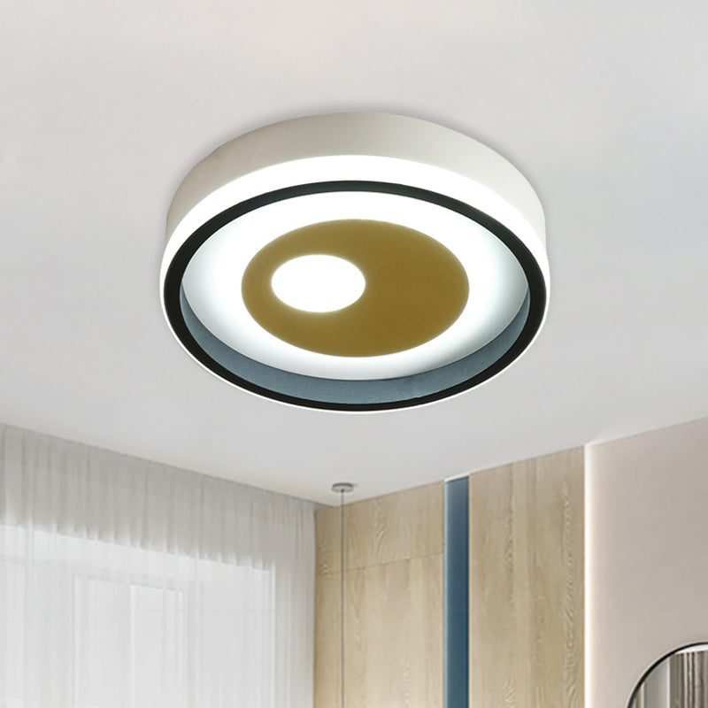 LED Hallway Flush Lighting Modernist Black and White Flush Ceiling Lamp with Round/Square Acrylic Shade Black-White Round Clearhalo 'Ceiling Lights' 'Close To Ceiling Lights' 'Close to ceiling' 'Flush mount' Lighting' 787386