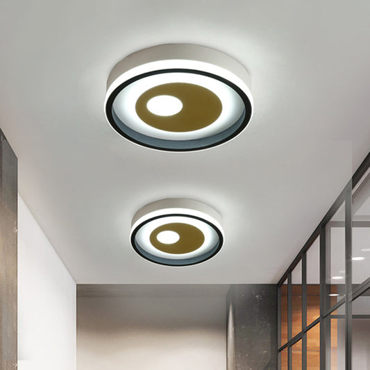 LED Hallway Flush Lighting Modernist Black and White Flush Ceiling Lamp with Round/Square Acrylic Shade Clearhalo 'Ceiling Lights' 'Close To Ceiling Lights' 'Close to ceiling' 'Flush mount' Lighting' 787388