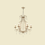 Rustic Candelabra Chandelier 6 Lights Crystal Strand Pendant Lighting in Gold over Table Clearhalo 'Ceiling Lights' 'Chandeliers' Lighting' options 787393