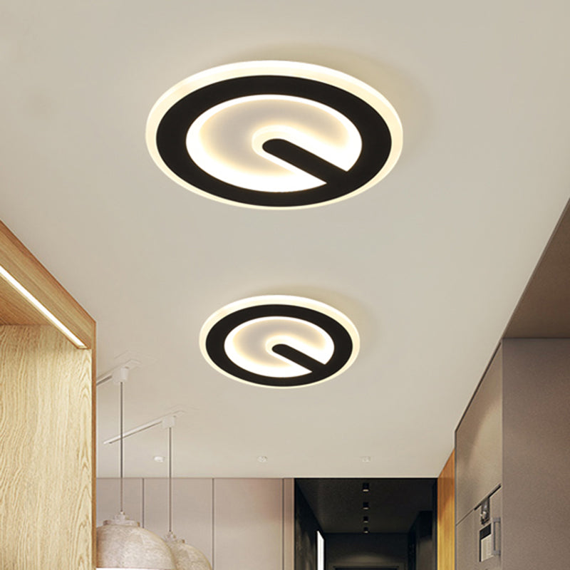 Minimalist Circular Ceiling Flush Acrylic LED Corridor Flush Mount Light Fixture in Black, Warm/White Light Black Clearhalo 'Ceiling Lights' 'Close To Ceiling Lights' 'Close to ceiling' 'Flush mount' Lighting' 787395