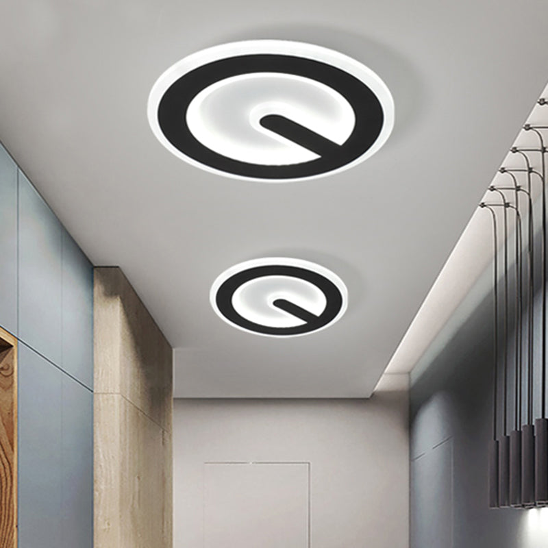 Minimalist Circular Ceiling Flush Acrylic LED Corridor Flush Mount Light Fixture in Black, Warm/White Light Clearhalo 'Ceiling Lights' 'Close To Ceiling Lights' 'Close to ceiling' 'Flush mount' Lighting' 787396