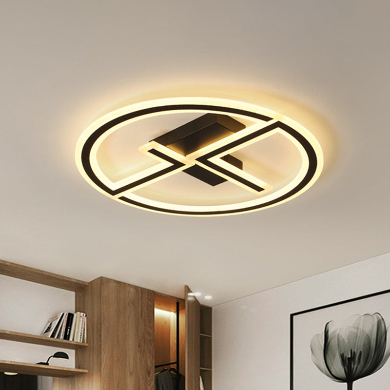 Ring and Dual-L Flush Ceiling Lamp Modern Acrylic LED Flush Mounted Light in Black Clearhalo 'Ceiling Lights' 'Close To Ceiling Lights' 'Close to ceiling' 'Flush mount' Lighting' 787400