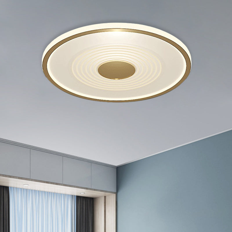 LED Bedroom Flush Lamp Minimalism White-Gold Flush Mount Fixture with Disc Acrylic Shade in White/Warm Light Clearhalo 'Ceiling Lights' 'Close To Ceiling Lights' 'Close to ceiling' 'Flush mount' Lighting' 787404