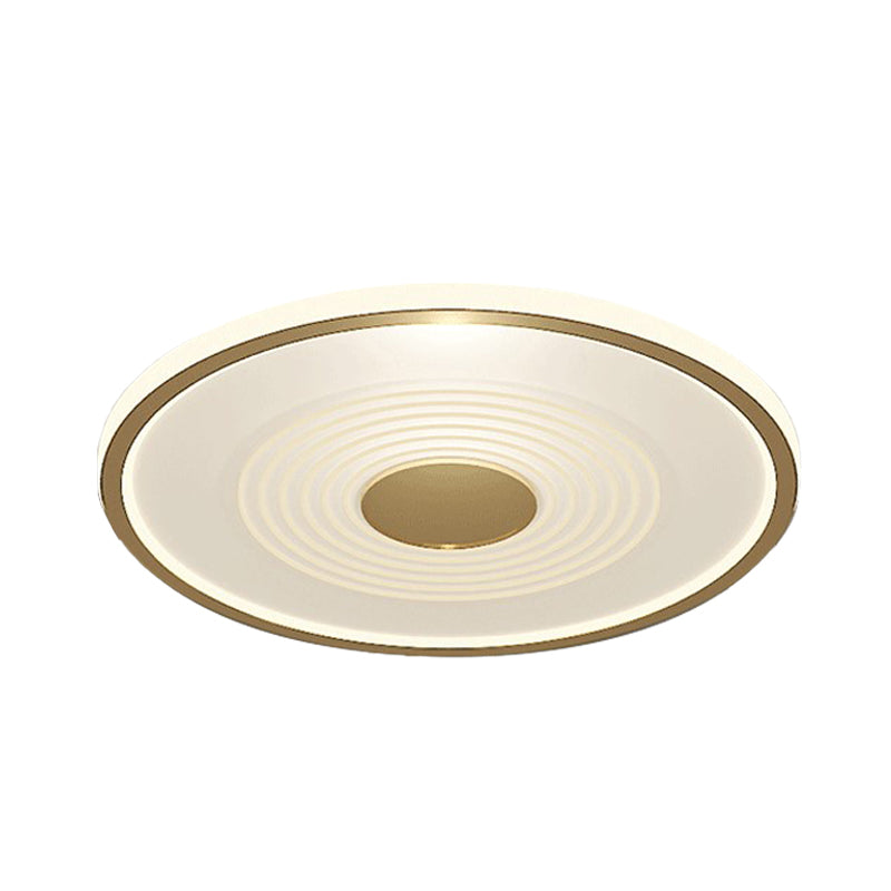 LED Bedroom Flush Lamp Minimalism White-Gold Flush Mount Fixture with Disc Acrylic Shade in White/Warm Light Clearhalo 'Ceiling Lights' 'Close To Ceiling Lights' 'Close to ceiling' 'Flush mount' Lighting' 787405