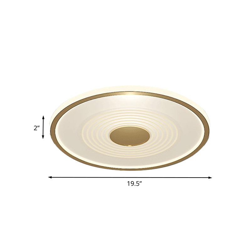 LED Bedroom Flush Lamp Minimalism White-Gold Flush Mount Fixture with Disc Acrylic Shade in White/Warm Light Clearhalo 'Ceiling Lights' 'Close To Ceiling Lights' 'Close to ceiling' 'Flush mount' Lighting' 787406