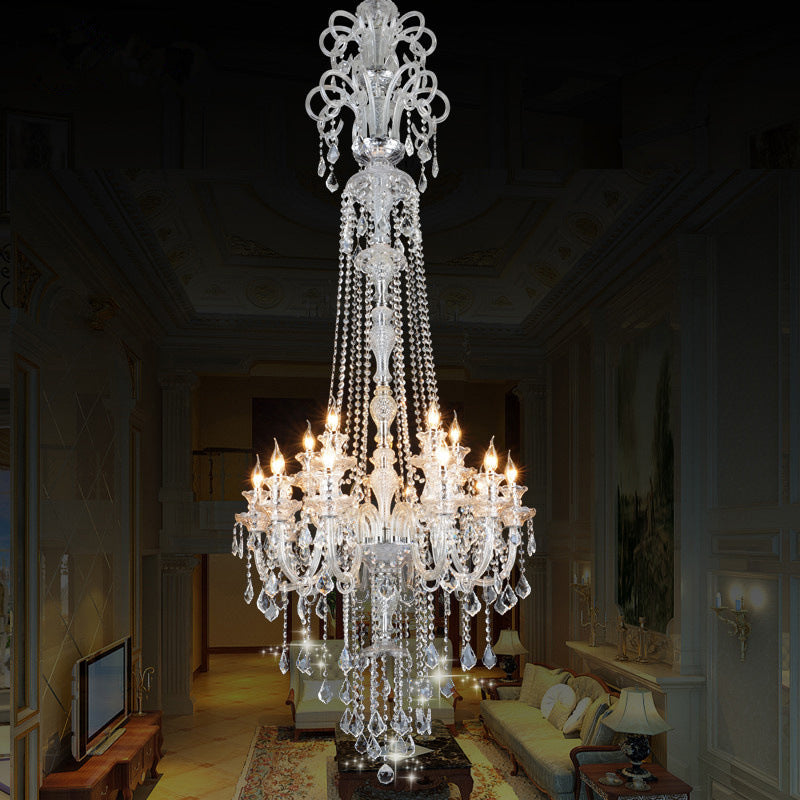 Opulent Clear Crystal Candle Chandelier Baroque 10-Light Dining Hall Ceiling Pendant Light Clear Clearhalo 'Ceiling Lights' 'Chandeliers' Lighting' options 787429_7cfb3477-edd4-485b-a0ef-bc69a2c61305