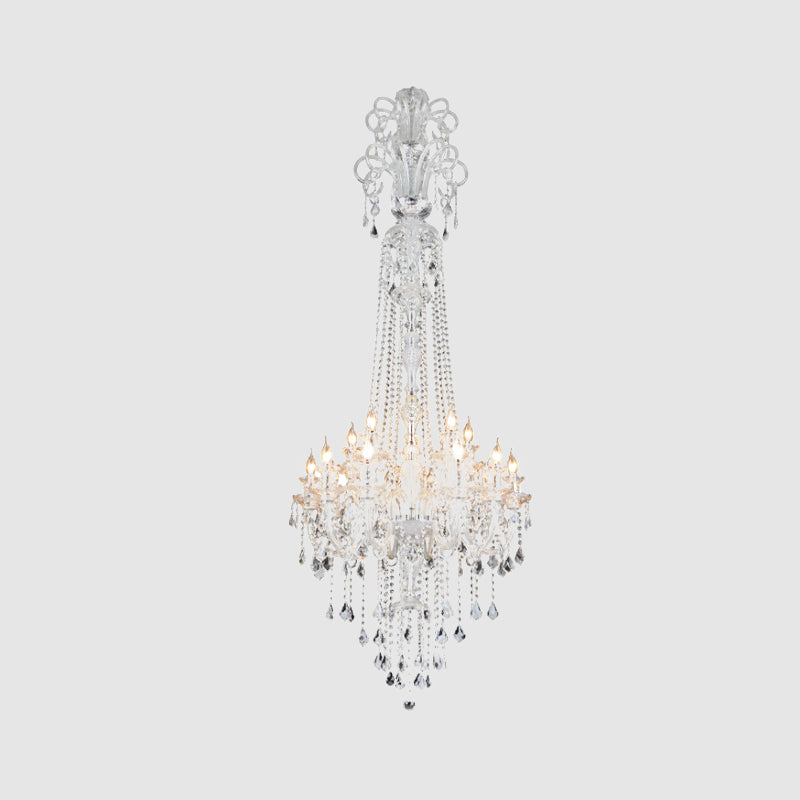 Opulent Clear Crystal Candle Chandelier Baroque 10-Light Dining Hall Ceiling Pendant Light Clearhalo 'Ceiling Lights' 'Chandeliers' Lighting' options 787431