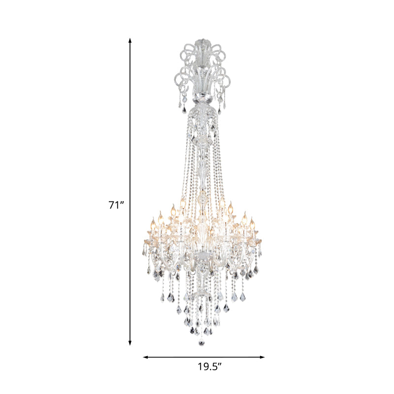 Opulent Clear Crystal Candle Chandelier Baroque 10-Light Dining Hall Ceiling Pendant Light Clearhalo 'Ceiling Lights' 'Chandeliers' Lighting' options 787432