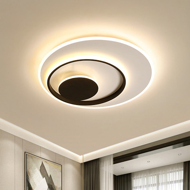 Acrylic Circle Ceiling Flush Minimalist White and Black LED Flush Mount Lighting in White/Warm Light, 16"/19.5" Wide Clearhalo 'Ceiling Lights' 'Close To Ceiling Lights' 'Close to ceiling' 'Flush mount' Lighting' 787434