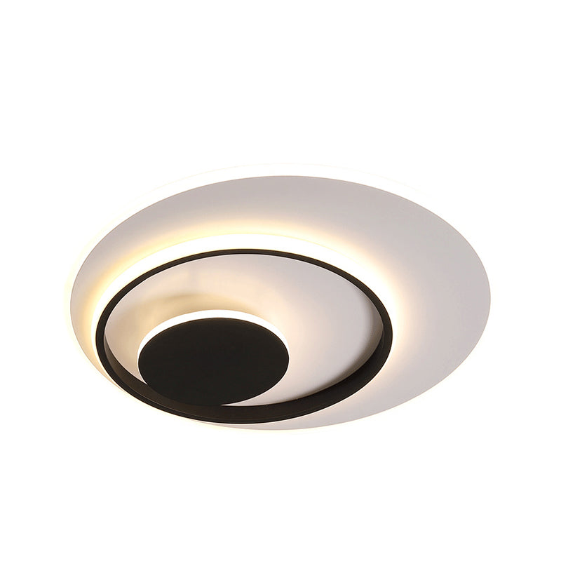 Acrylic Circle Ceiling Flush Minimalist White and Black LED Flush Mount Lighting in White/Warm Light, 16"/19.5" Wide Clearhalo 'Ceiling Lights' 'Close To Ceiling Lights' 'Close to ceiling' 'Flush mount' Lighting' 787435