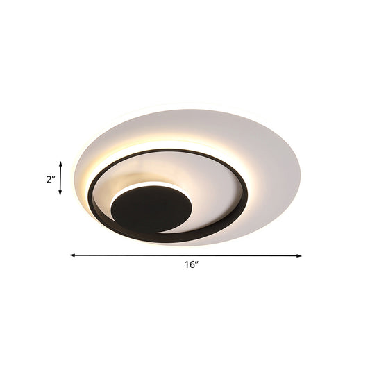 Acrylic Circle Ceiling Flush Minimalist White and Black LED Flush Mount Lighting in White/Warm Light, 16"/19.5" Wide Clearhalo 'Ceiling Lights' 'Close To Ceiling Lights' 'Close to ceiling' 'Flush mount' Lighting' 787436